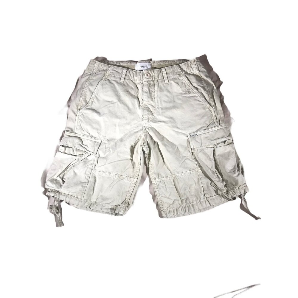 Ovadia & Sons Beige 6 Pocket Drawstring Leg Cargo Shorts